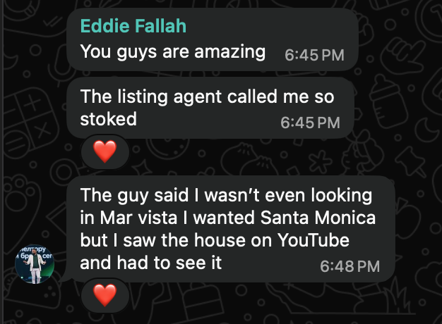 Eddie Fallah — real client message